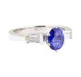 1.60 ctw Sapphire and Diamond Ring - 14KT White Gold