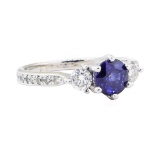 1.78 ctw Sapphire And Diamond Ring - 14KT White Gold