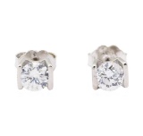 0.72 ctw Diamond Earrings - 14KT White Gold