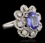 14KT White Gold 3.23 ctw Tanzanite and Diamond Ring