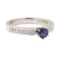 1.20 ctw Blue Sapphire And Diamond Ring - 14KT White Gold