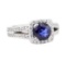 2.28 ctw Sapphire And Diamond Ring - 14KT White Gold