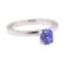 1.11 ctw Blue Sapphire Solitaire Ring - 14KT White Gold