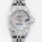 Rolex Ladies Stainless Steel Pink MOP Pyramid Diamond Datejust Wristwatch