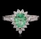 14KT White Gold 0.88 ctw Emerald and Diamond Ring