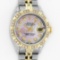 Rolex Ladies 2 Tone 14K Pink MOP Diamond Lugs & Pyramid Datejust Wriswatch