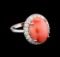 6.50 ctw Pink Coral and Diamond Ring - 14KT White Gold