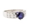 2.16 ctw Blue Sapphire And Diamond Ring - 14KT White Gold