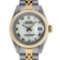 Rolex Ladies Quickset 2 Tone 18K MOP Roman Datejust Wristwatch