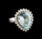 5.65 ctw Aquamarine and Diamond Ring - 14KT White Gold