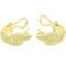 18K Yellow Gold 0.64 ctw Pave FINE Round BRILLIANT Diamond Huggie Hoop Earrings