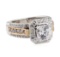4.06 ctw Cubic Zirconia and Diamond Ring - 18KT White and Rose Gold