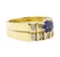 1.37 ctw Blue Sapphire And Diamond Ring And Band - 14KT Yellow Gold