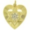 14K Two Tone Gold Heart Star of David .22 ctw Old Mine Cut Diamond Pendant