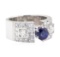 2.04 ctw Sapphire And Diamond Ring - 14KT White Gold