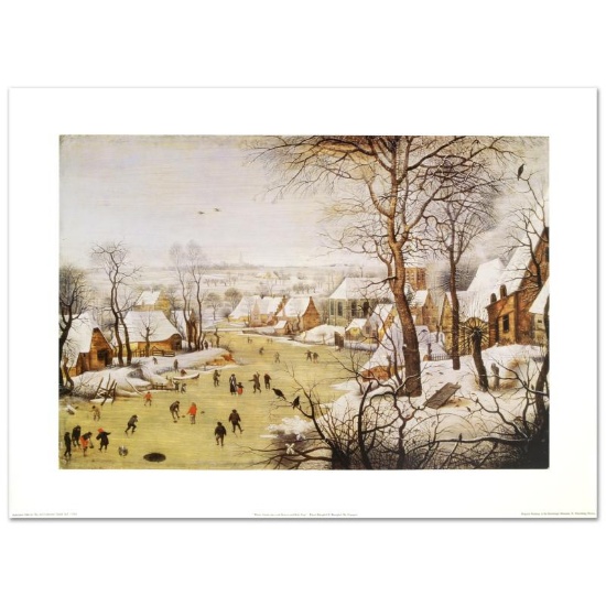 Winter Landscape with Skaters and Bird-trap by Brueghel (1564-1636)