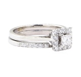 0.67 ctw Diamond Ring And Attached Band - 14KT White Gold
