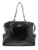 Celine Black Distressed Patent Leather Shoulder Handbag