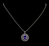 14KT Two-Tone Gold 4.32 ctw Tanzanite and Diamond Pendant With Chain