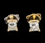 14KT Yellow Gold 0.87 ctw Diamond Stud Earrings