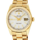 Rolex Mens 18K Yellow Gold Silver Index Quickset President Wristwatch With Box &