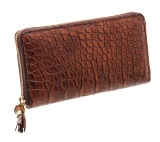 Gucci Brown Crocodile Tassel Zip Wallet