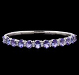 9.58 ctw Tanzanite and Diamond Bracelet - 14KT White Gold