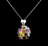12.00 ctw Tourmaline Pendant with Chain - 14KT White Gold