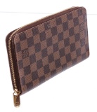 Louis Vuitton Damier Ebene Canvas Leather Zippy Organizer Wallet
