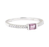 0.35 ctw Pink Topaz and Diamond Ring - 14KT White Gold