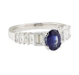 1.85 ctw Sapphire and Diamond Ring - 18KT White Gold