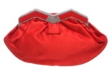 MCM Red Satin M Clutch Shoulder Bag