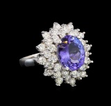 14KT White Gold 5.05 ctw Tanzanite and Diamond Ring