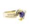 0.99 ctw Blue Sapphire And Diamond Ring - 14KT Yellow Gold