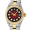 Rolex Ladies 2 Tone 14K Red Vignette Diamond 26MM Datejust Wristwatch