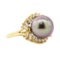 0.64 ctw Diamond and Pearl Ring - 18KT Yellow Gold
