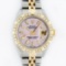 Rolex Ladies 2 Tone 14K Pink Mother Of Pearl Pyramid Diamond Datejust Wristwatch