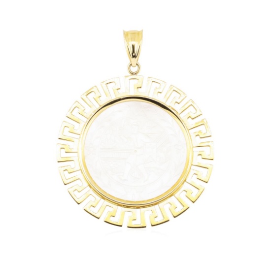 Mother of Pearl Coin Pendant - 14KT Yellow Gold