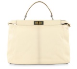 Fendi Large Peekaboo Cream White Leather Satchel