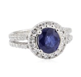 2.27 ctw Sapphire and Diamond Ring - 18KT White Gold