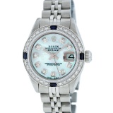 Rolex Ladies Stainless Steel Blue MOP Diamond & Sapphire 26MM Datejust Wristwatc