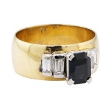 1.40 ctw Green Tourmaline and Diamond Ring - 14KT Yellow Gold