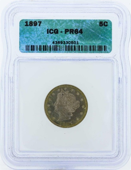 1897 Liberty V Proof Nickel Coin ICG PR64