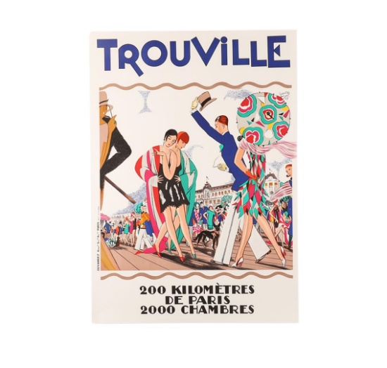 Vintage Trouville Limited Edition Lithograph Advertising Travel Poster