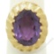 Vintage 14kt Yellow Gold Oval Synthetic Alexandrite Ring w/ Textured Halo
