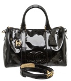 Chanel Black Patent Leather Vintage CC Small Duffel Bag