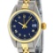Rolex Ladies 2 Tone 14K Blue Roman Fluted Datejust Jubilee Band Wristwatch