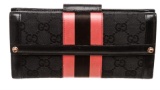 Gucci Black Pink Canvas Leather GG Continental Wallet