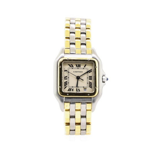 Cartier Panthere Man's Wrist Watch  - Stainless Steel and 18KT Yellow Gold