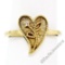 Vintage 14kt Yellow Gold Twisted Wire Heart Ring w/ Single Cut Diamond
